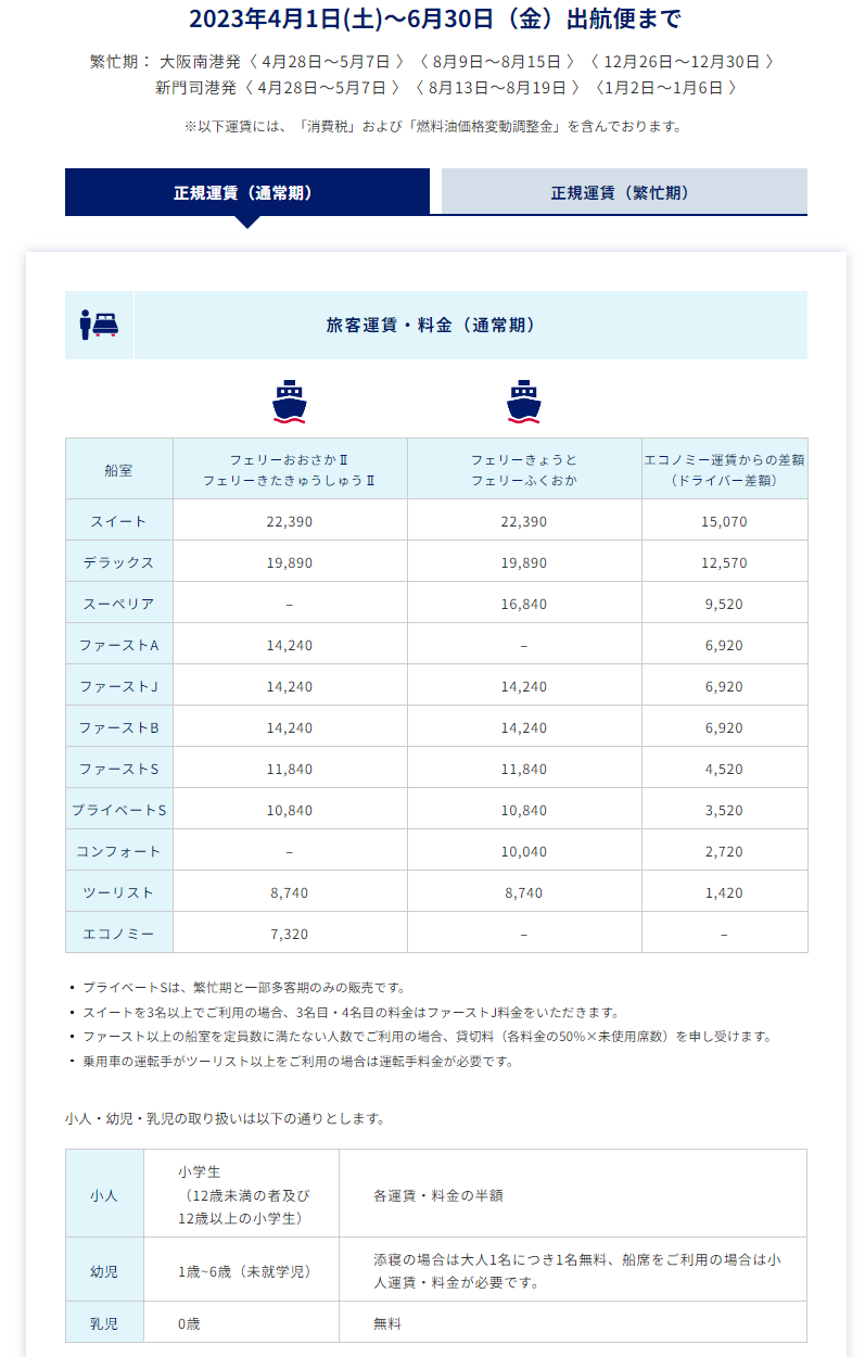 名門 大洋 フェリー 予約